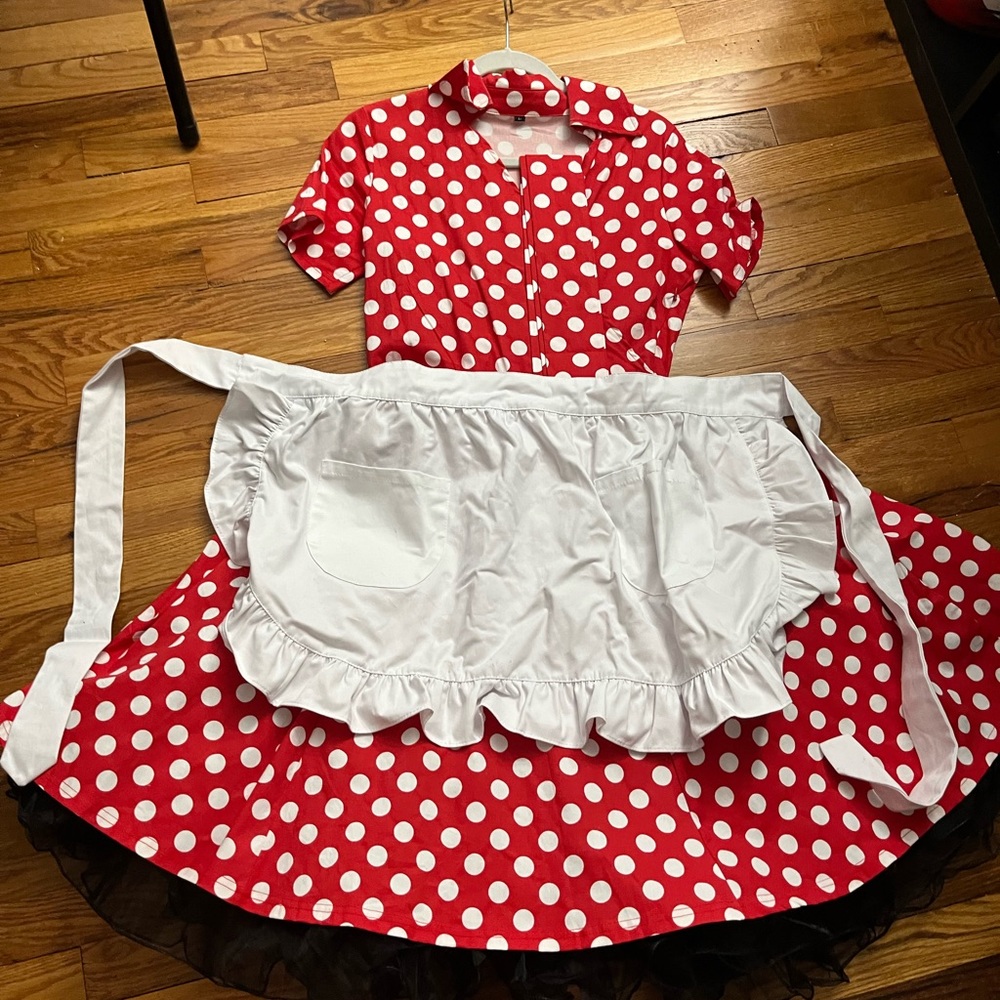 Vintage Style 50s dress with apron and crinoline skirt included!